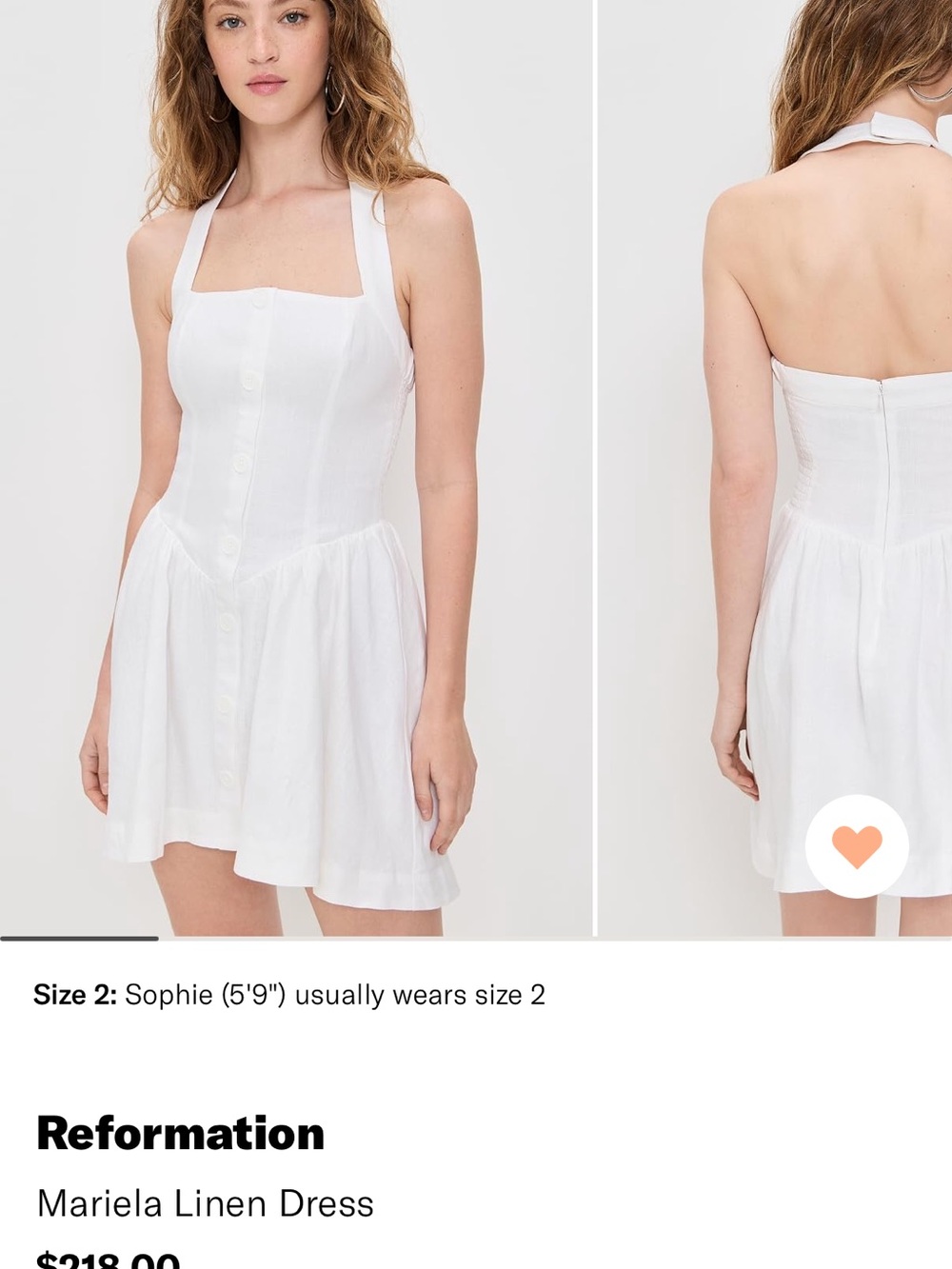 Reformation White Mariela Linen Mini Dress NWT